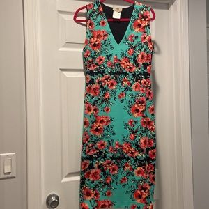 Fuzzi - womens floral print V-Neck bodycon sheath dress